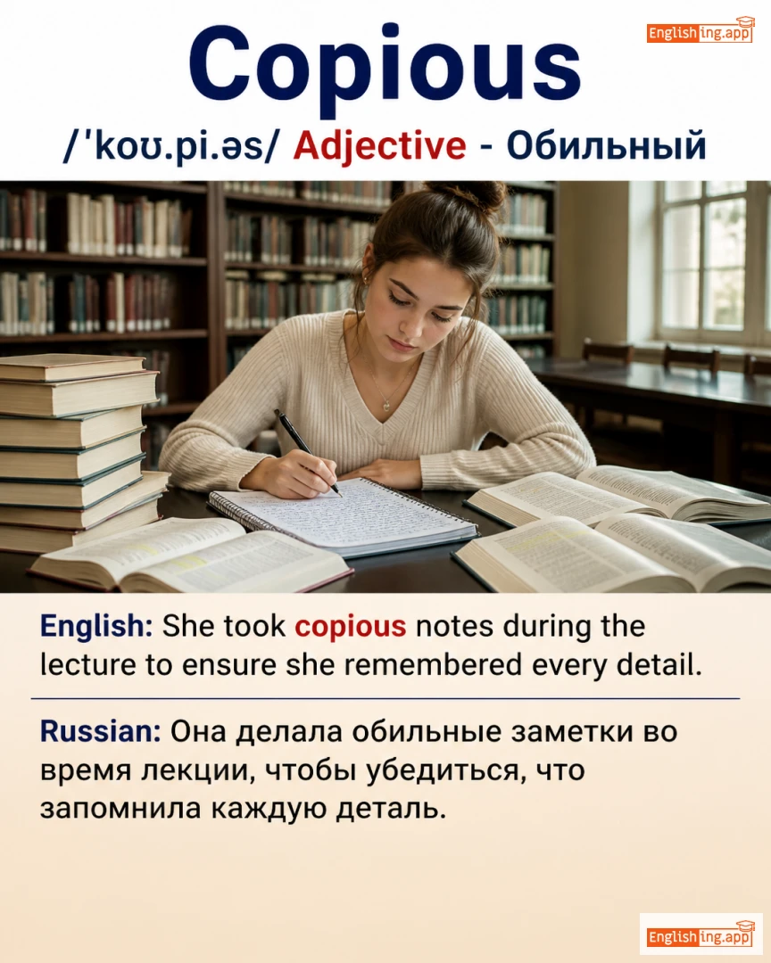 Copious: English vocabulary meaning and example