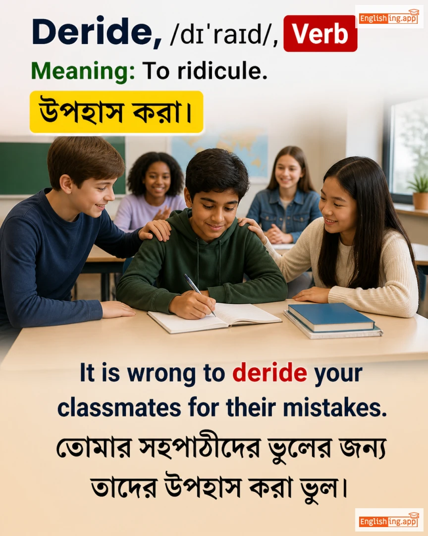 Deride: English vocabulary meaning and example