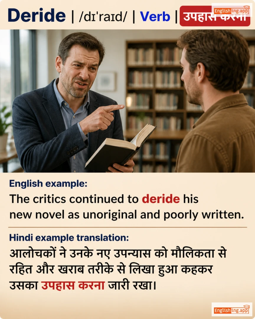 Deride: English vocabulary meaning and example