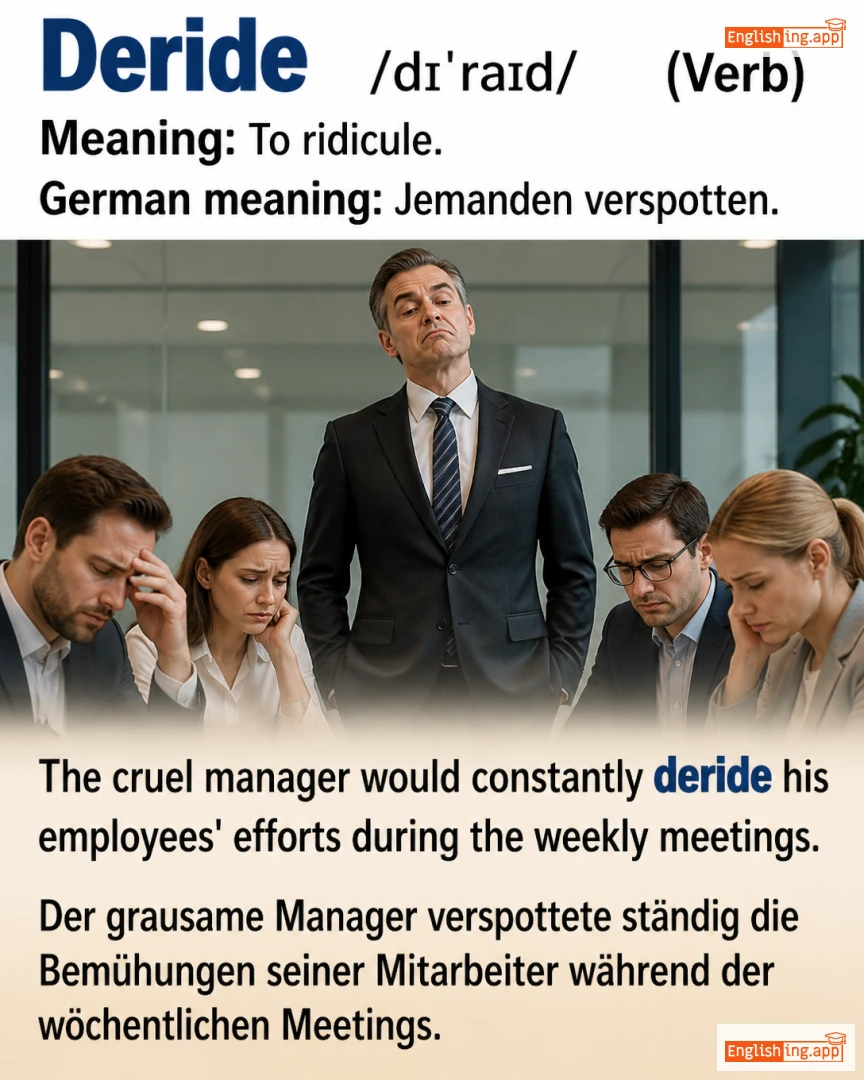 Deride: English vocabulary meaning and example