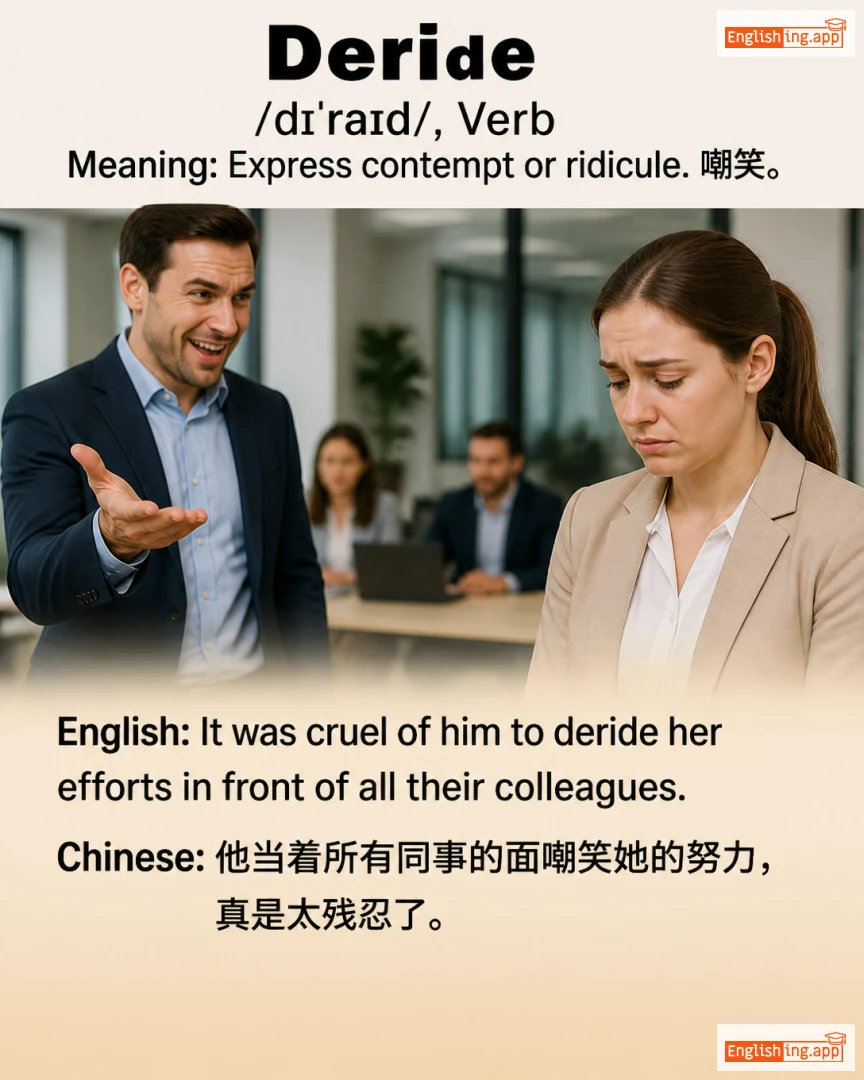 Deride: English vocabulary meaning and example