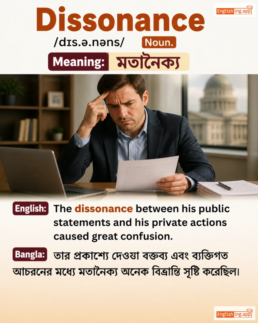 Dissonance: English vocabulary meaning and example