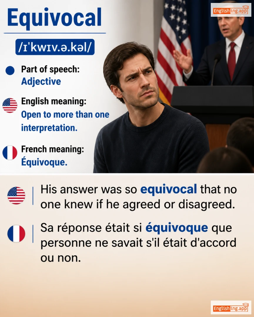 Equivocal: English vocabulary meaning and example