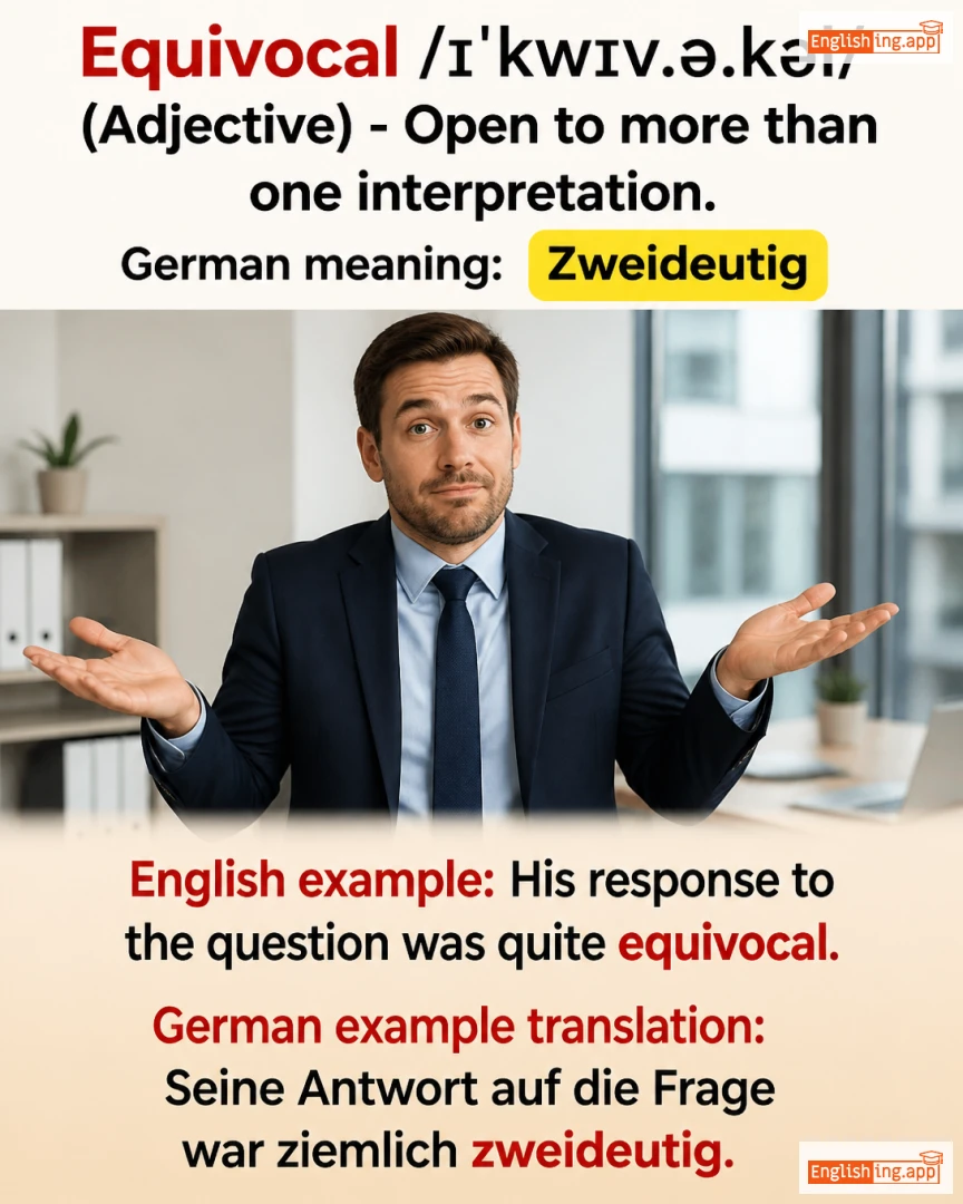 Equivocal: English vocabulary meaning and example