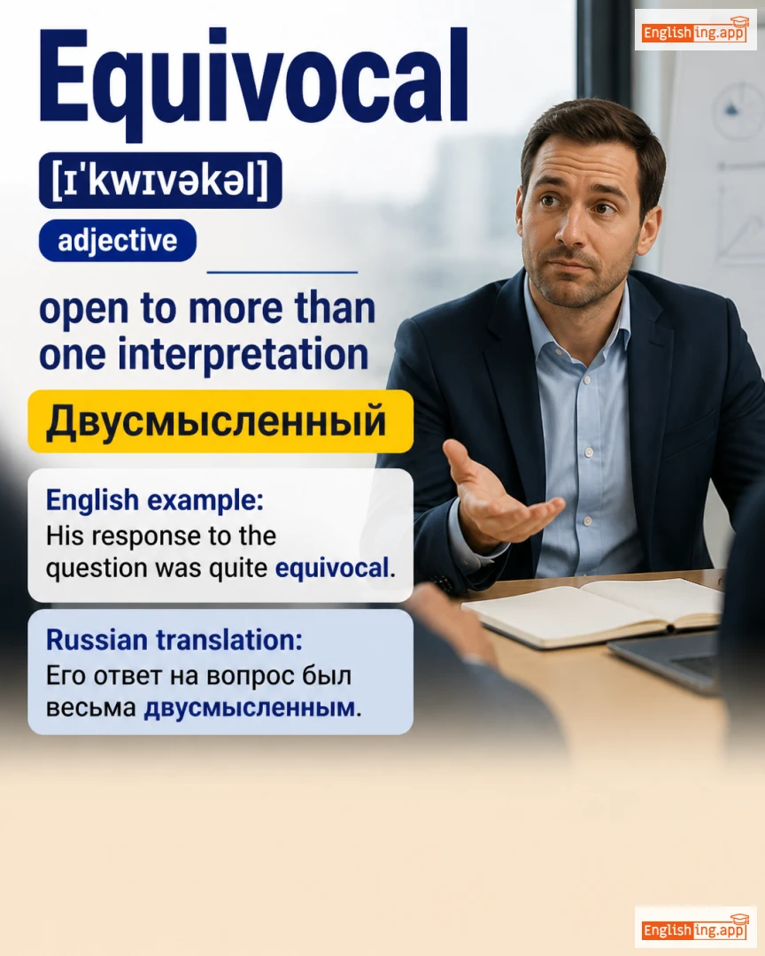 Equivocal: English vocabulary meaning and example