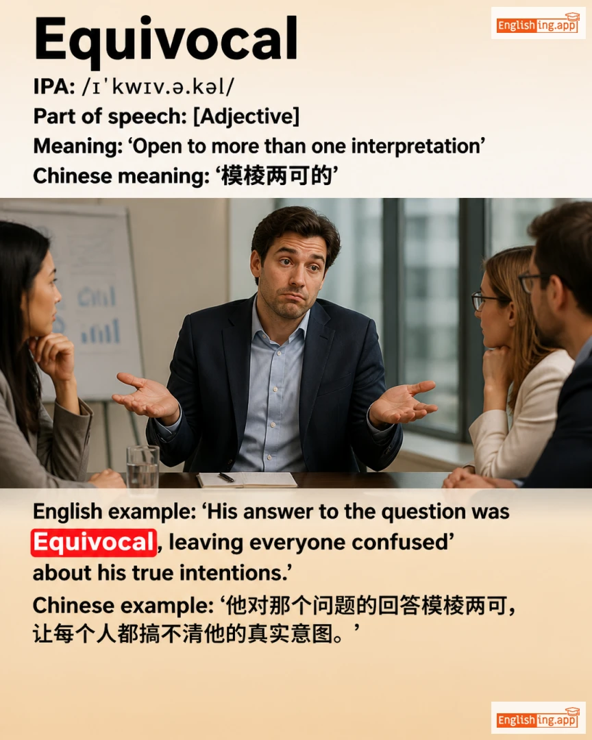 Equivocal: English vocabulary meaning and example
