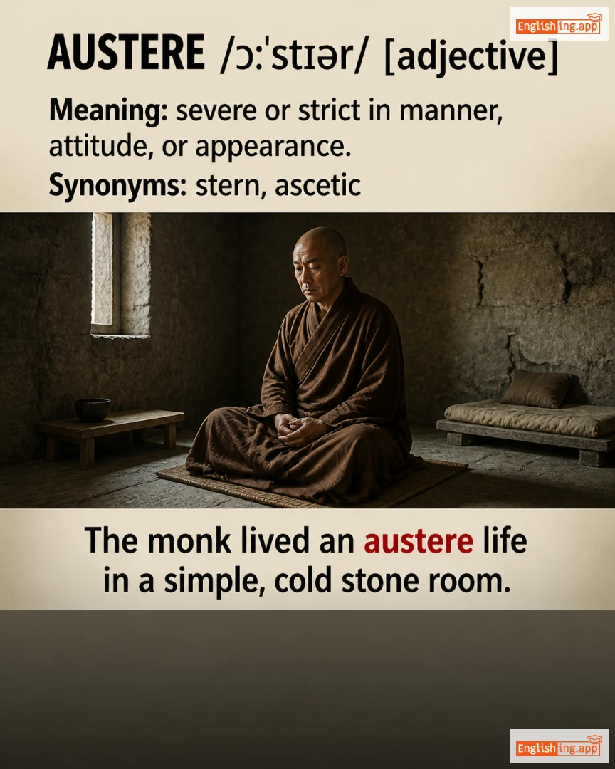 Austere: English vocabulary meaning and example