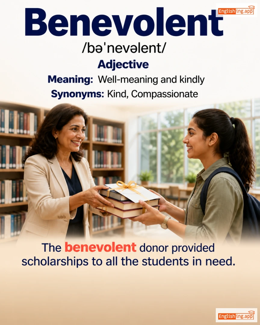 Benevolent: English vocabulary meaning and example