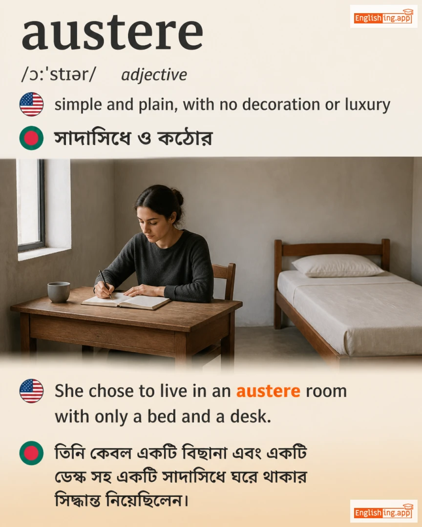 Austere: English vocabulary meaning and example