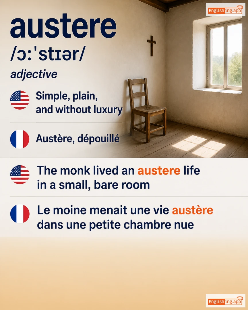 Austere: English vocabulary meaning and example
