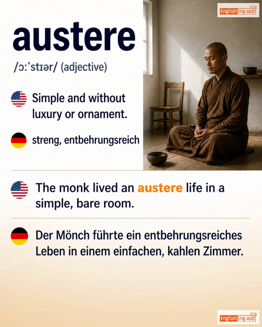 Austere: English vocabulary meaning and example