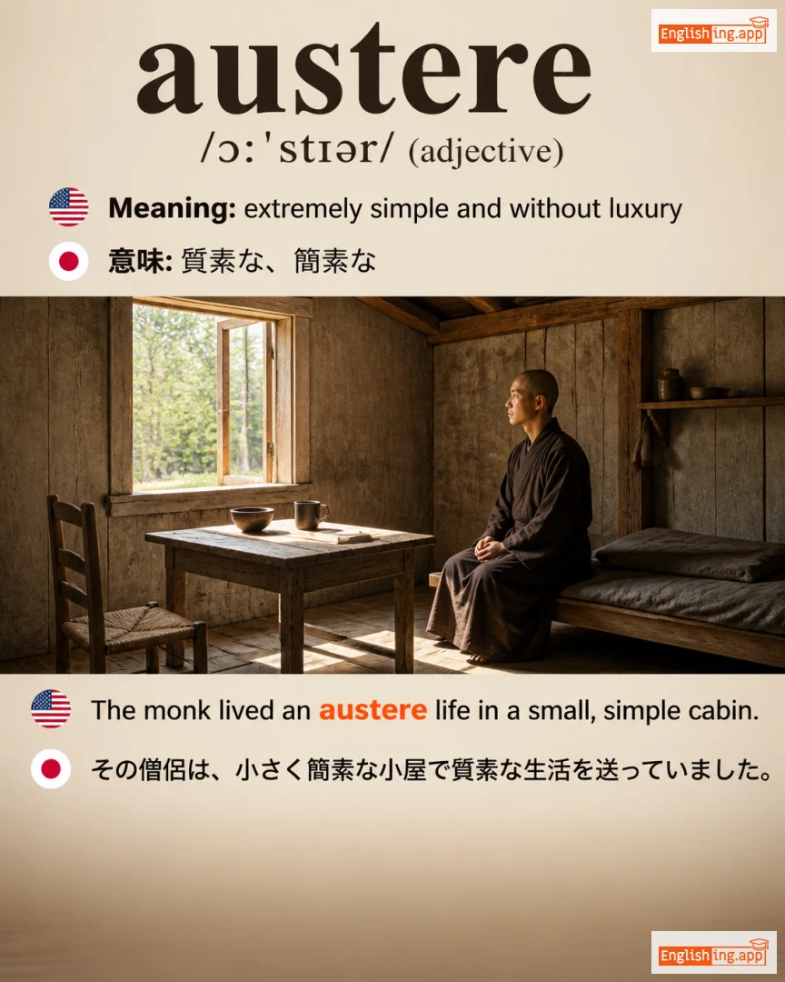 Austere: English vocabulary meaning and example
