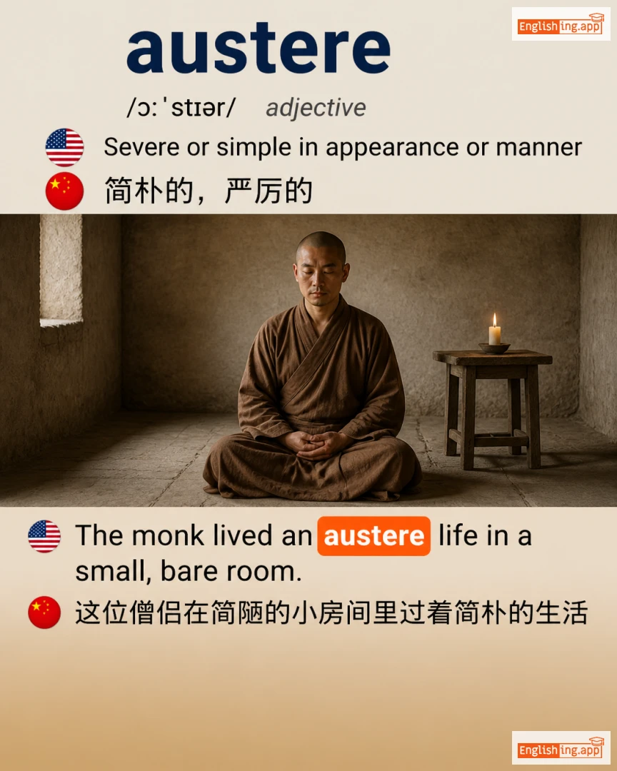 Austere: English vocabulary meaning and example
