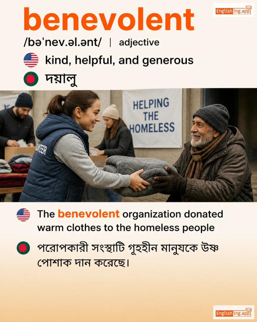 Benevolent: English vocabulary meaning and example