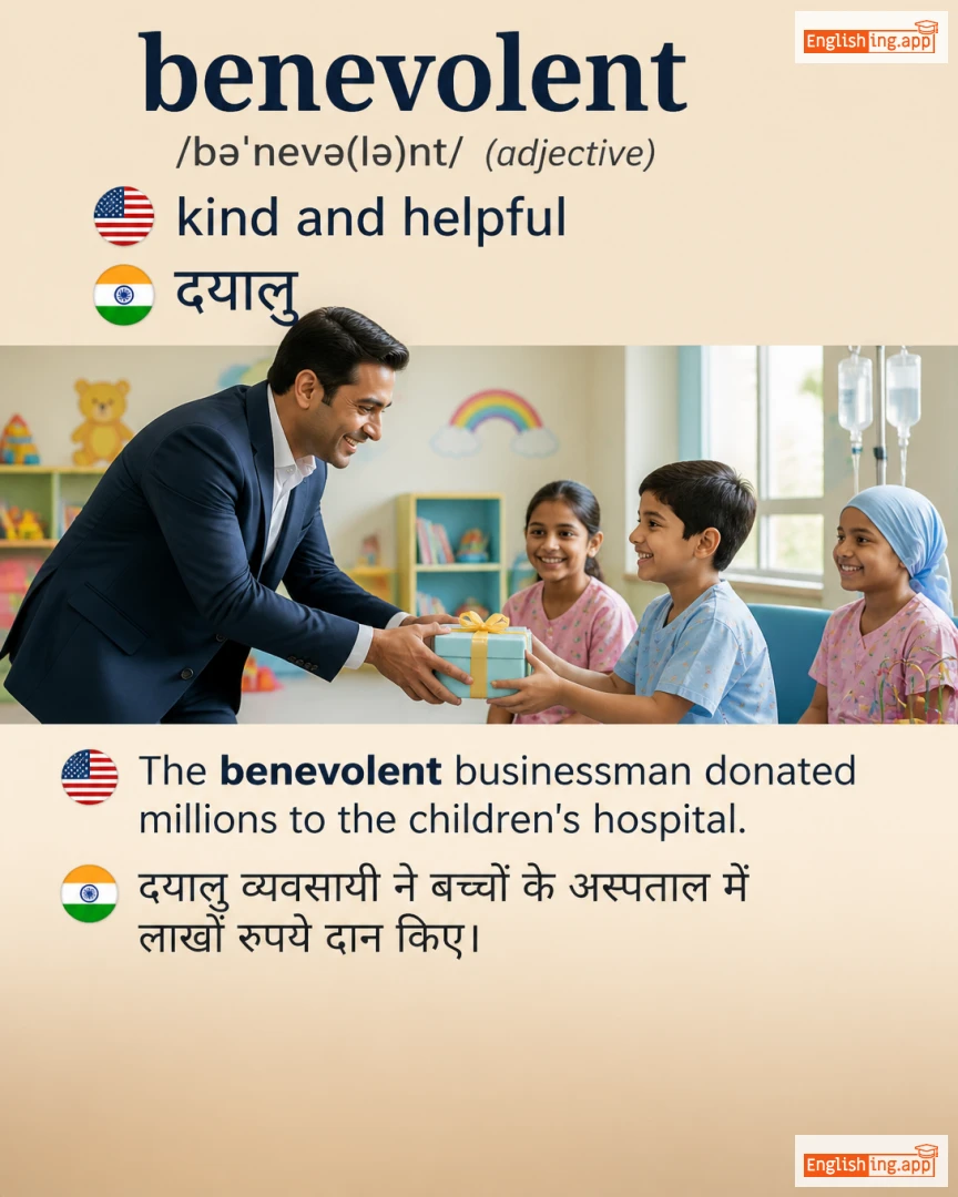 Benevolent: English vocabulary meaning and example