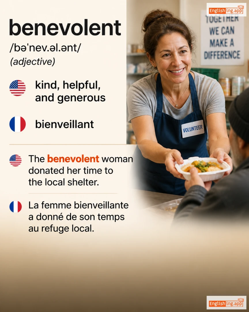 Benevolent: English vocabulary meaning and example