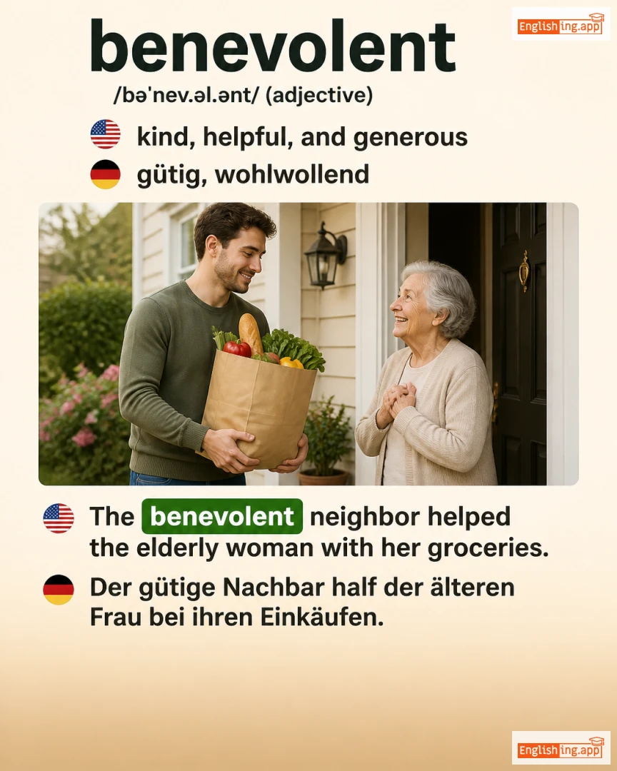 Benevolent: English vocabulary meaning and example