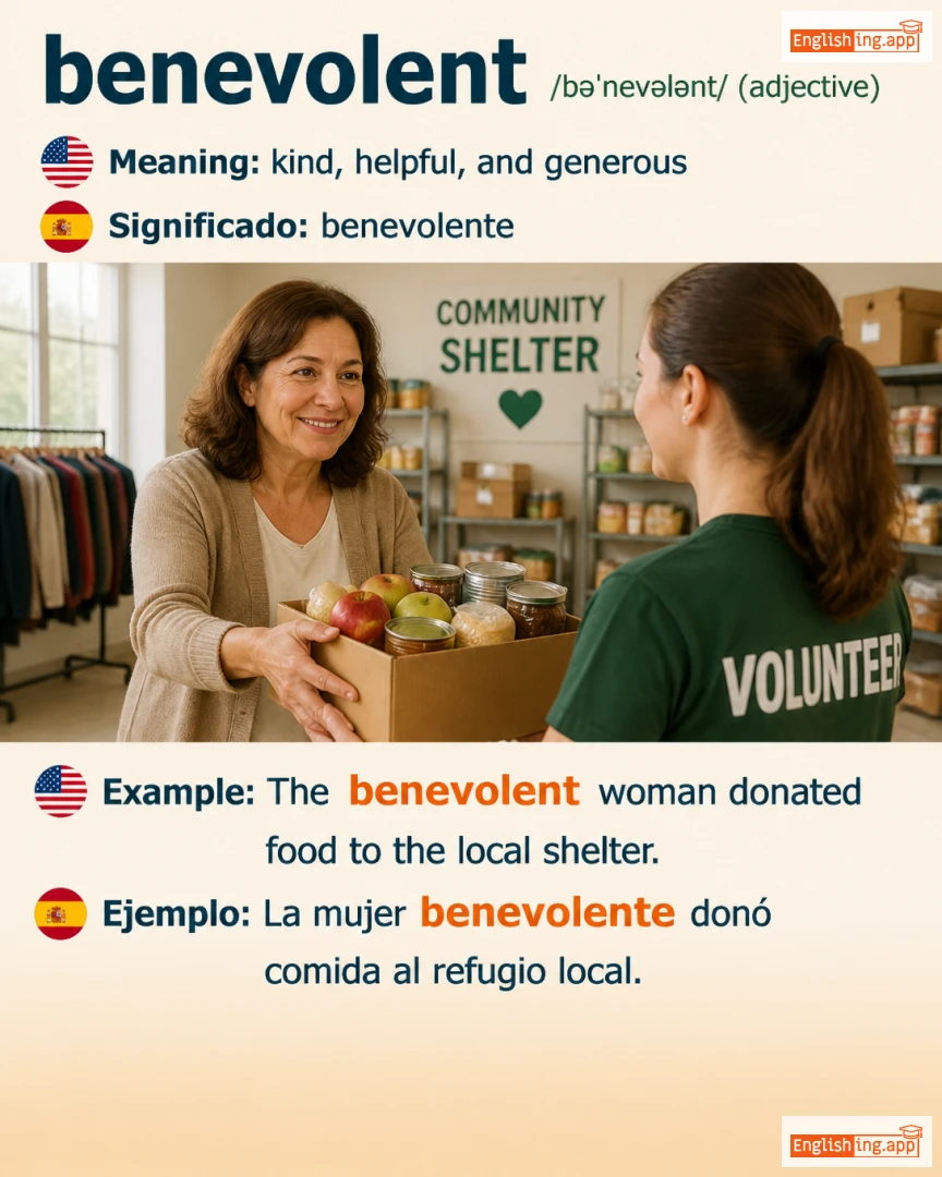 Benevolent: English vocabulary meaning and example