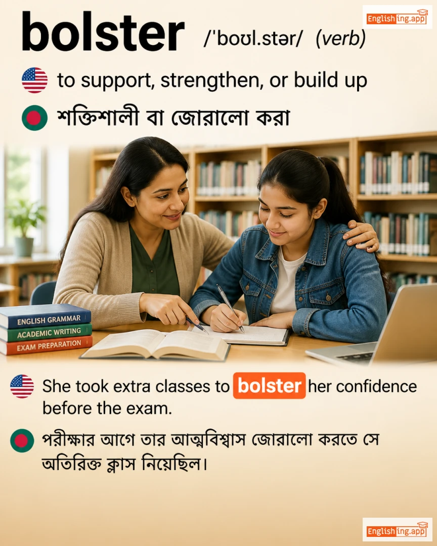 Bolster: English vocabulary meaning and example
