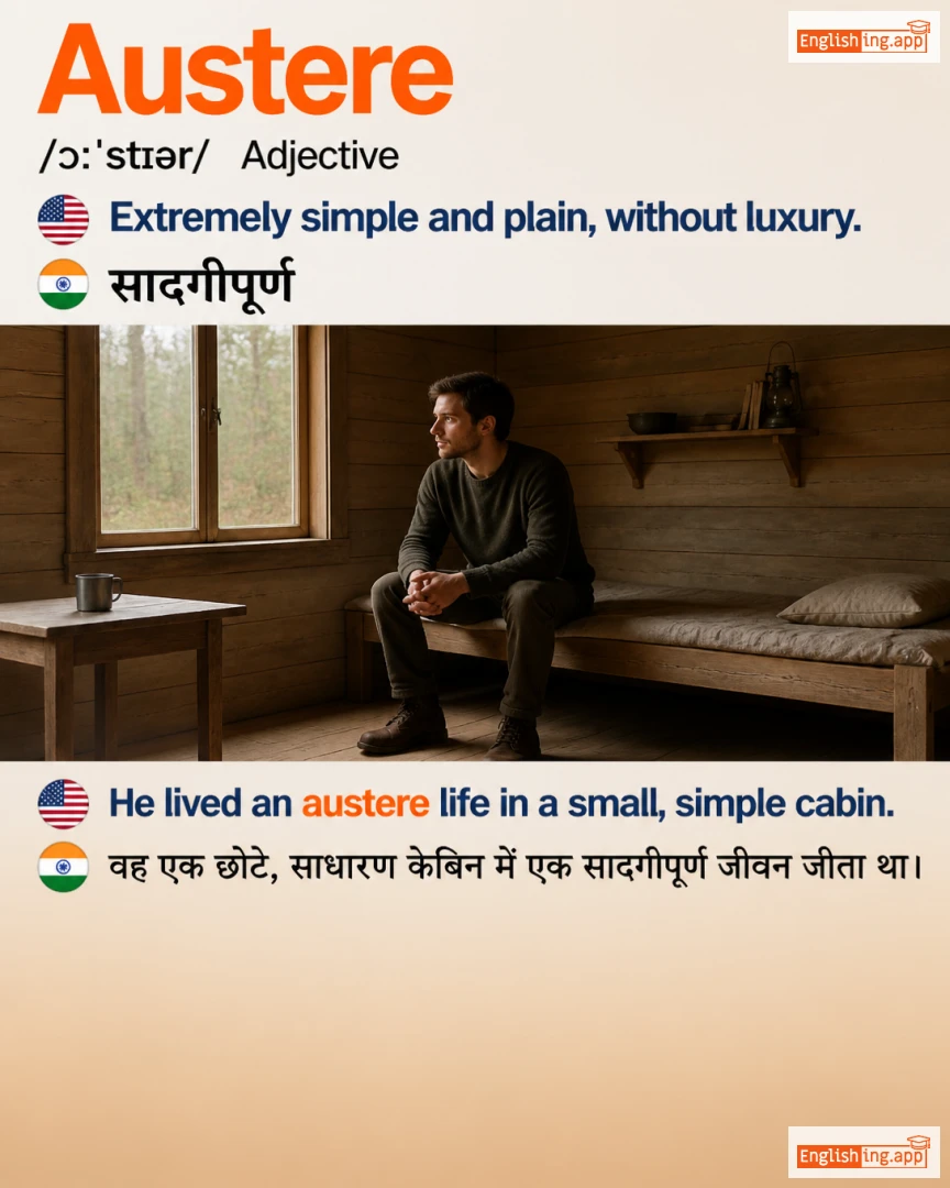 Austere: English vocabulary meaning and example