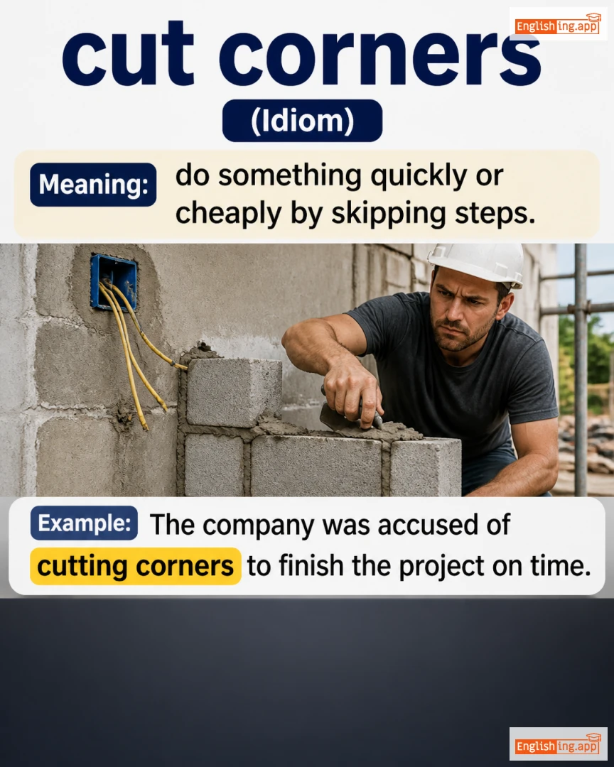 Cut Corners: English expression meaning and example