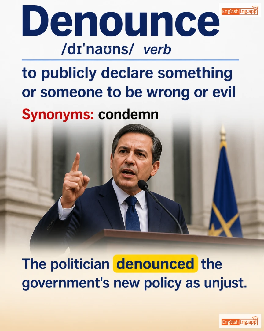 Denounce: English vocabulary meaning and example