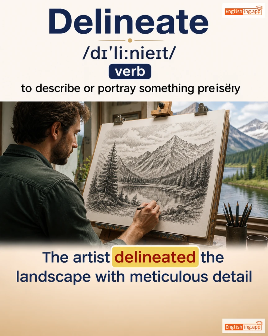 Delineate: English vocabulary meaning and example