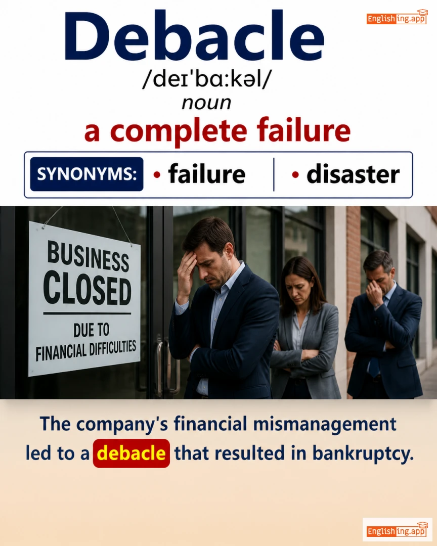 Debacle: English vocabulary meaning and example