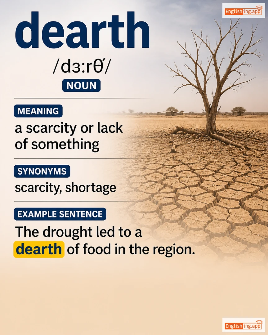 Dearth: English vocabulary meaning and example