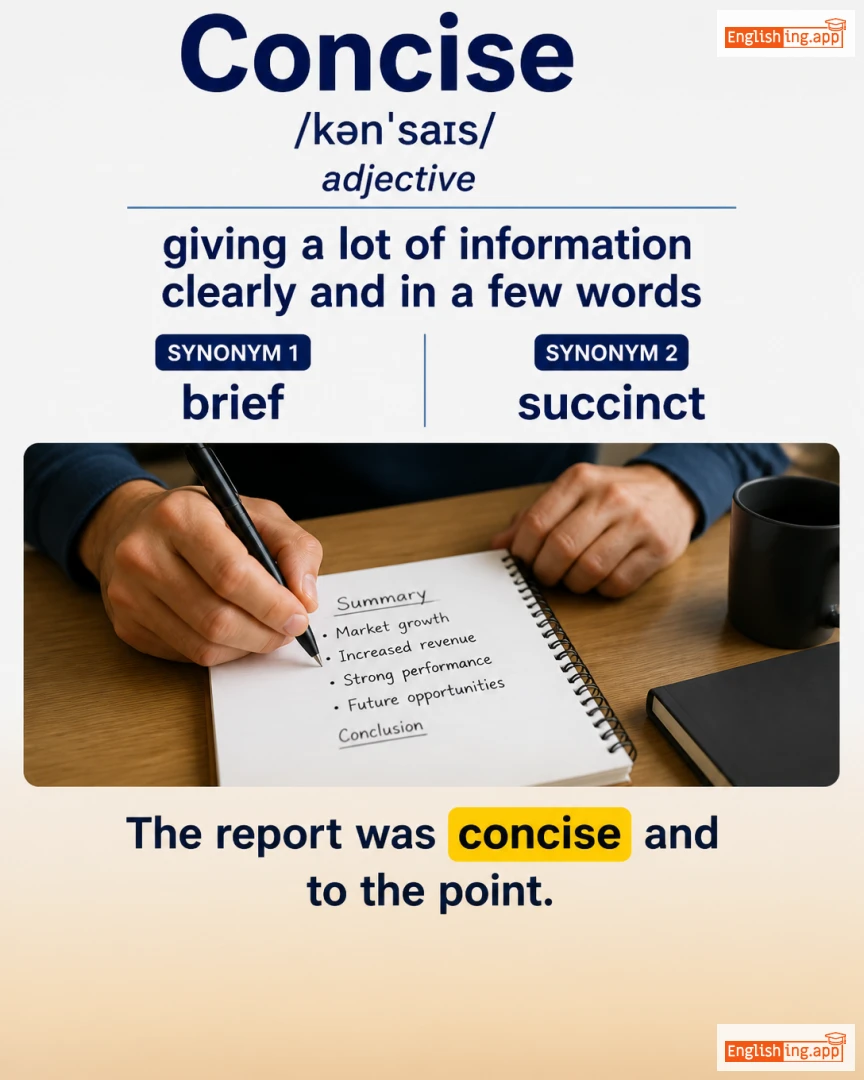 Concise: English vocabulary meaning and example