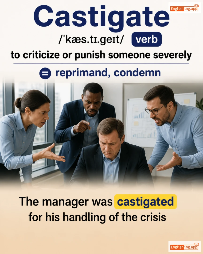 Castigate: English vocabulary meaning and example