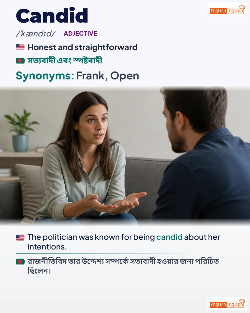 Candid: English vocabulary meaning and example