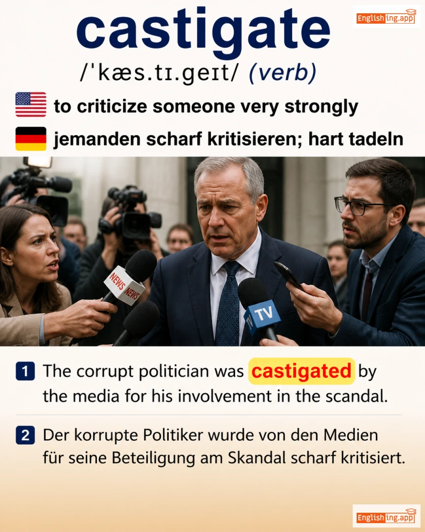 Castigate: English vocabulary meaning and example