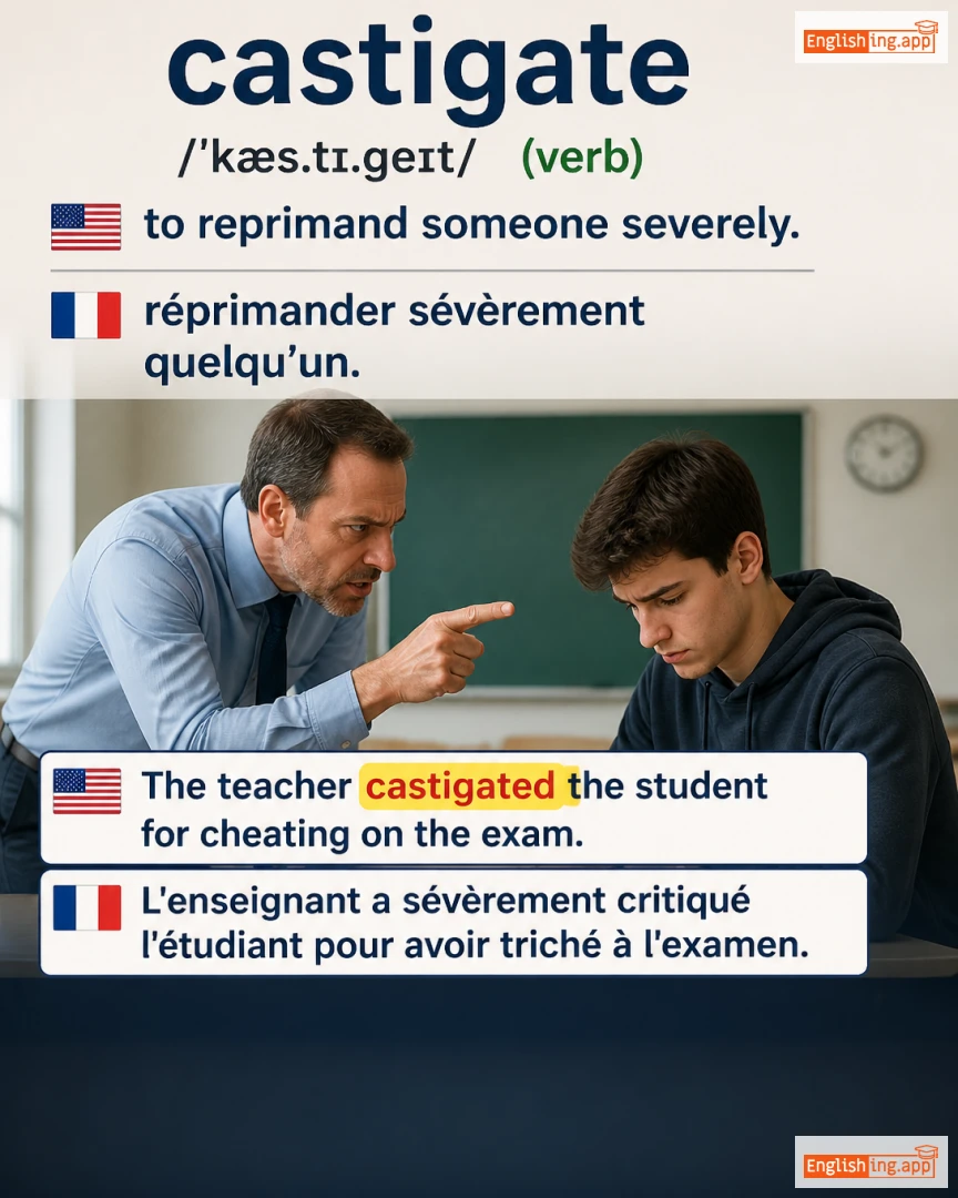Castigate: English vocabulary meaning and example