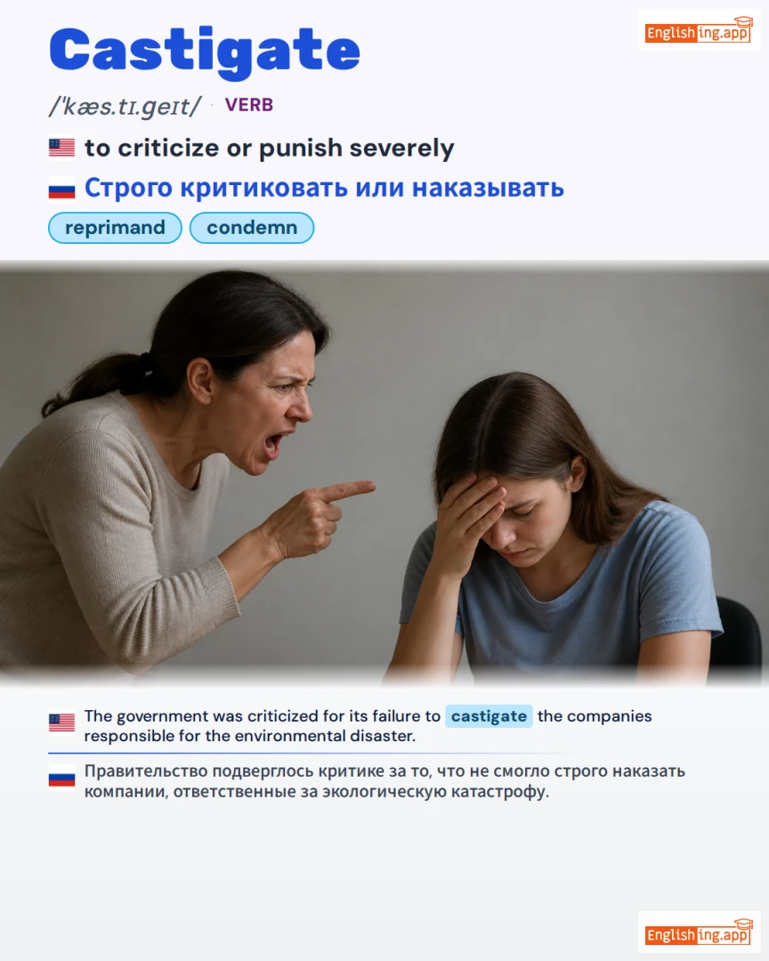 Castigate: English vocabulary meaning and example