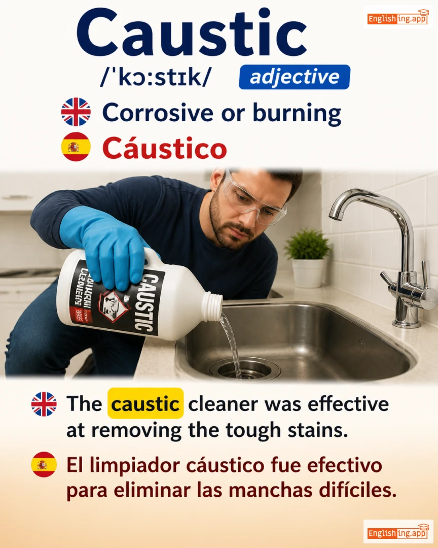 Caustic: English vocabulary meaning and example