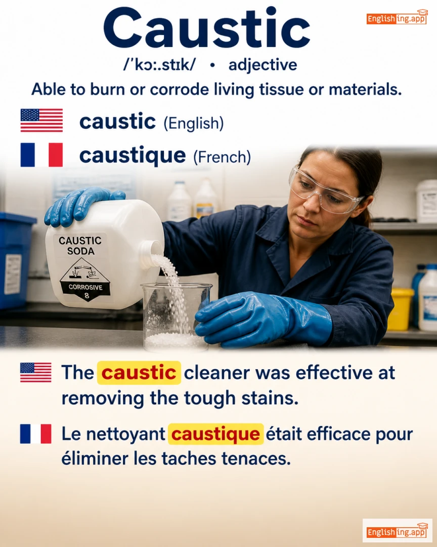 Caustic: English vocabulary meaning and example