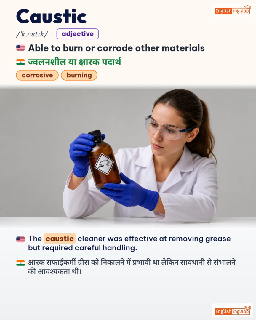 Caustic: English vocabulary meaning and example