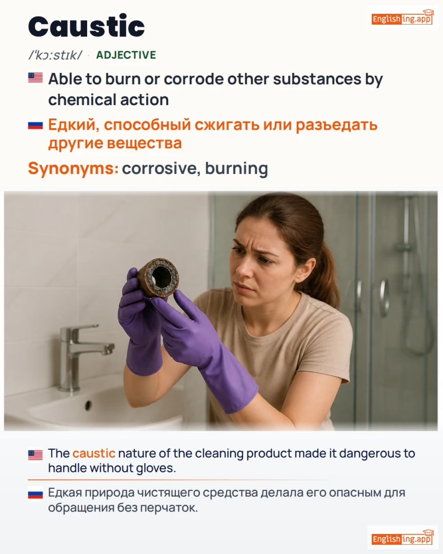 Caustic: English vocabulary meaning and example