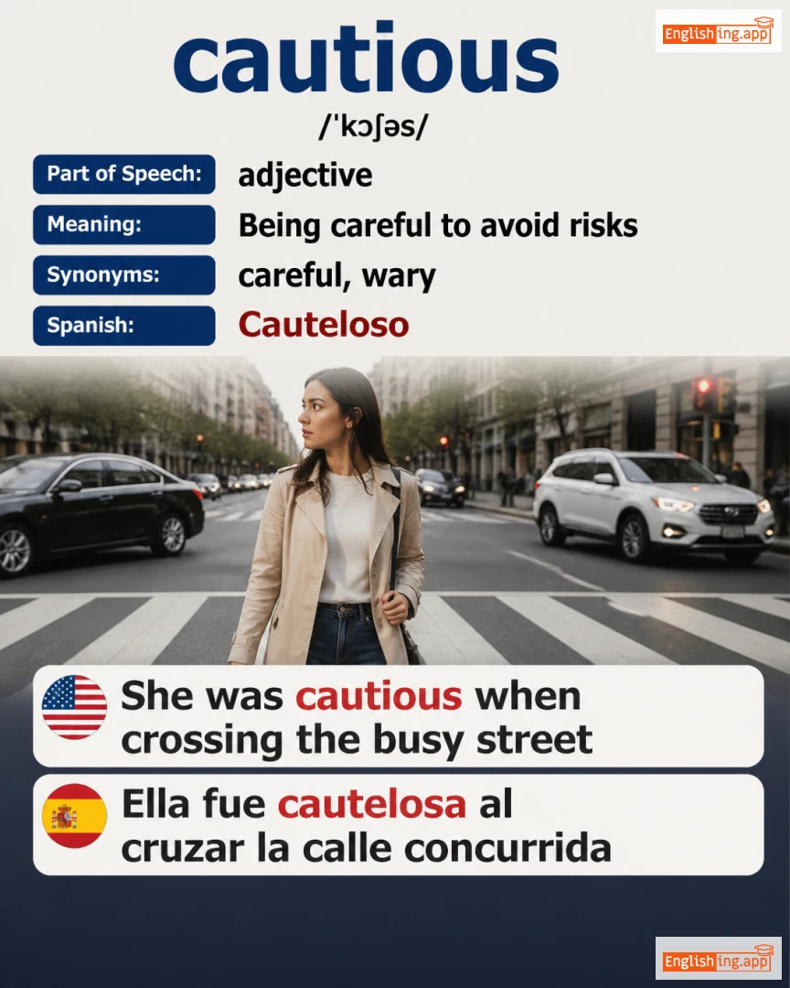 Cautious: English vocabulary meaning and example