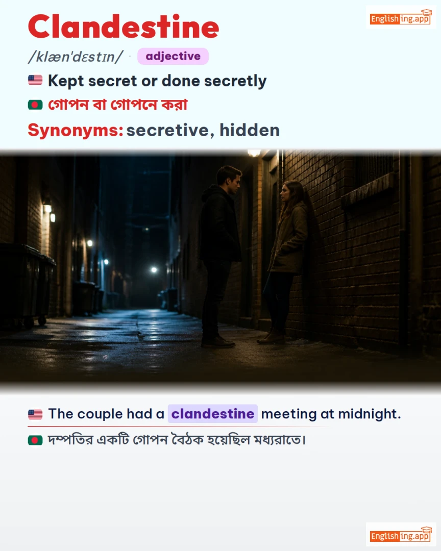 Clandestine: English vocabulary meaning and example