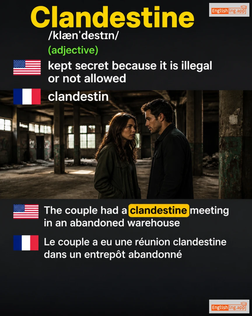 Clandestine: English vocabulary meaning and example