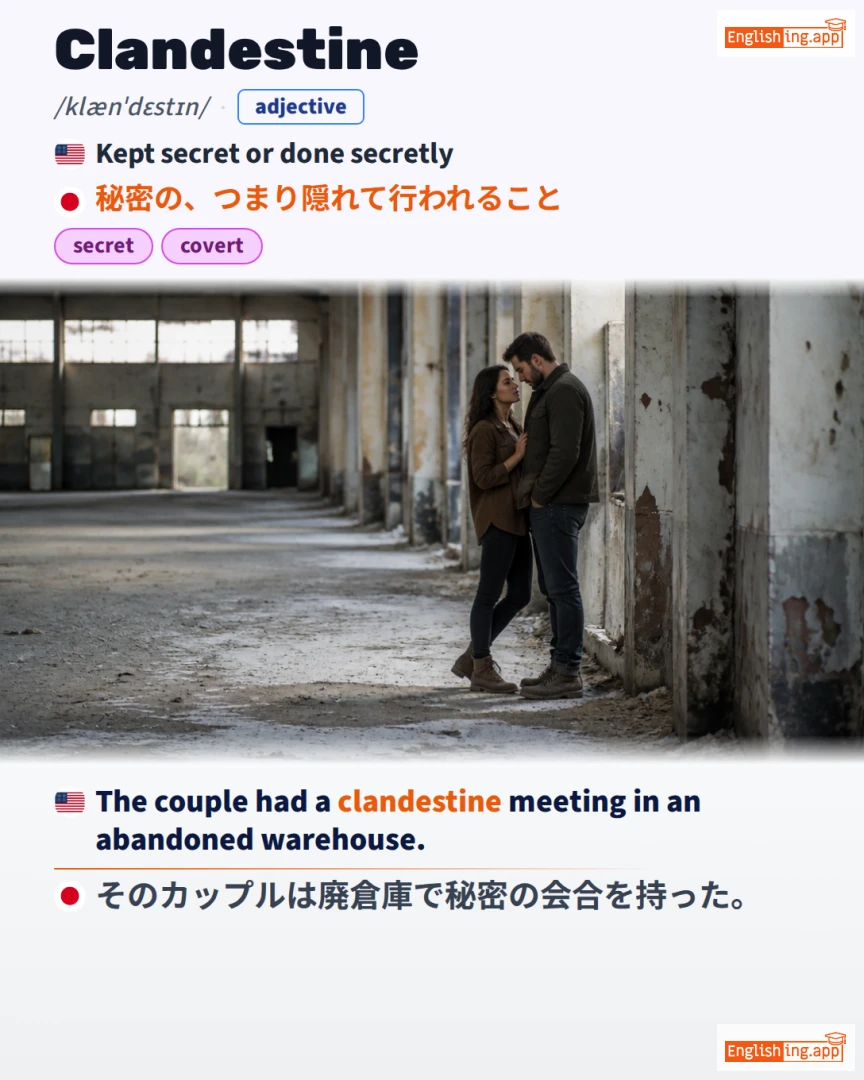 Clandestine: English vocabulary meaning and example