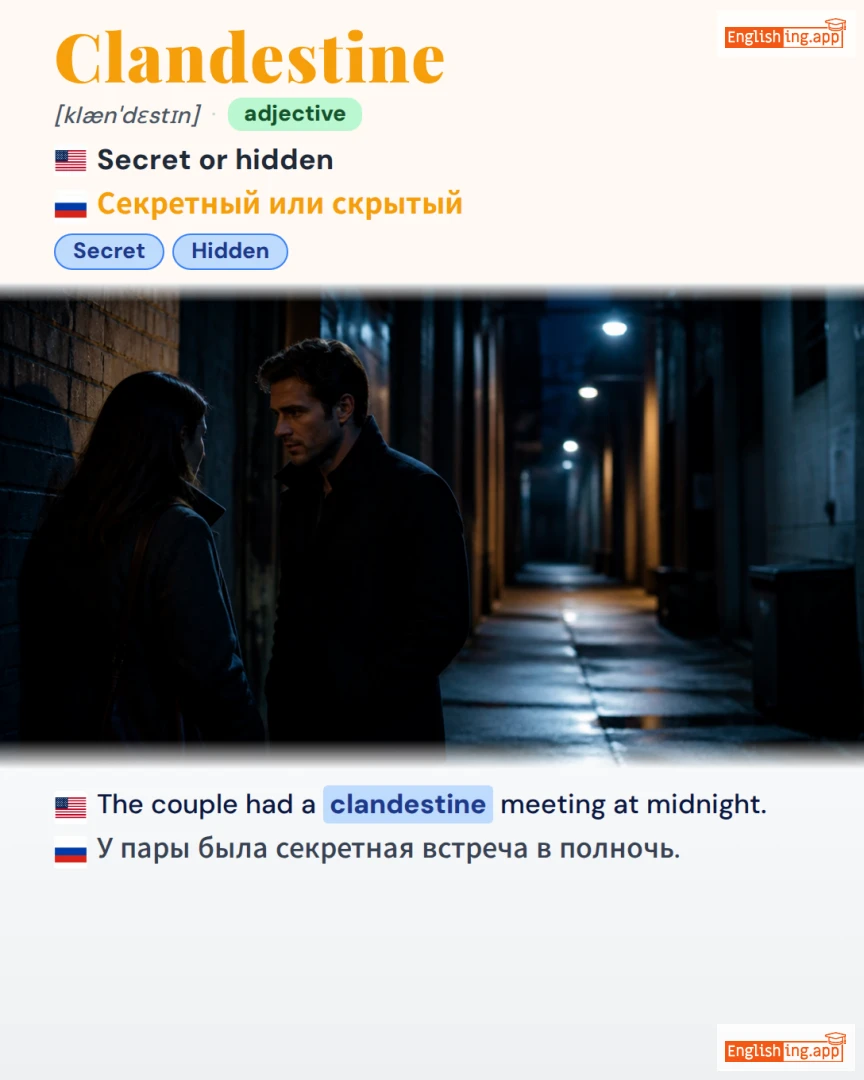 Clandestine: English vocabulary meaning and example