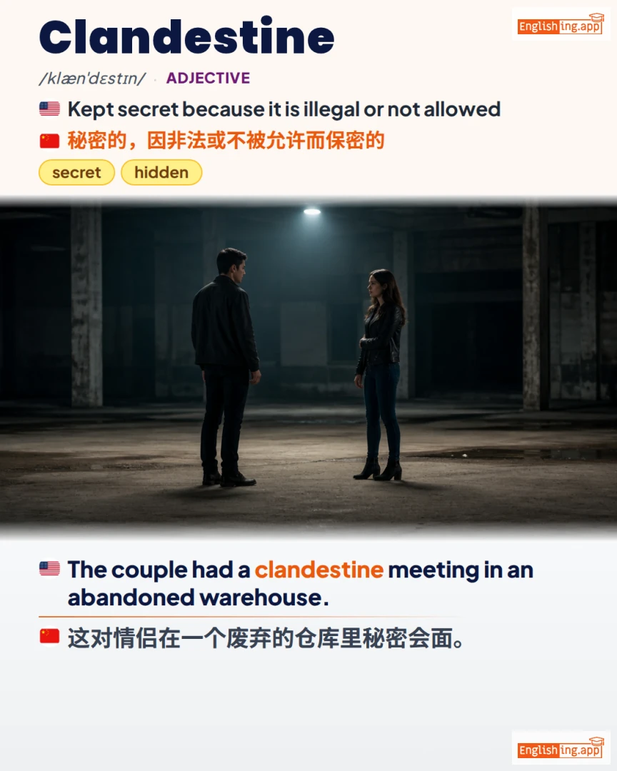 Clandestine: English vocabulary meaning and example