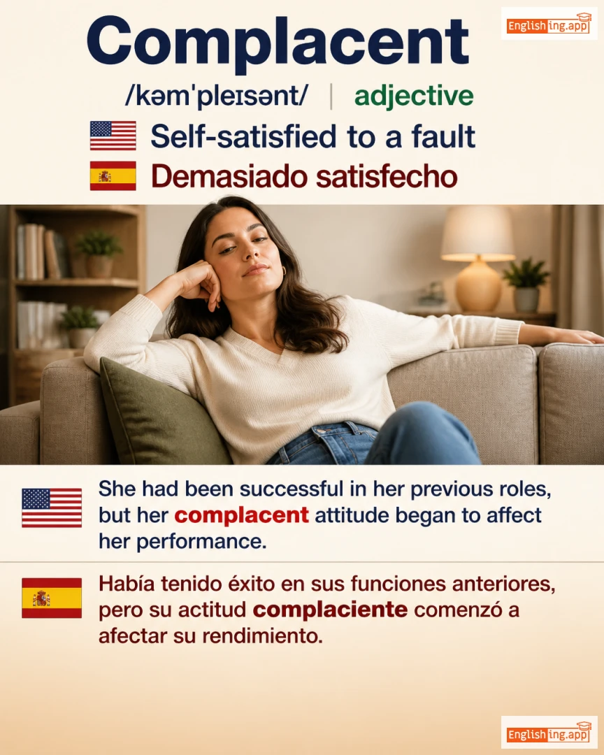 Complacent: English vocabulary meaning and example