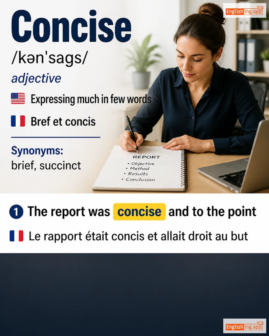 Concise: English vocabulary meaning and example