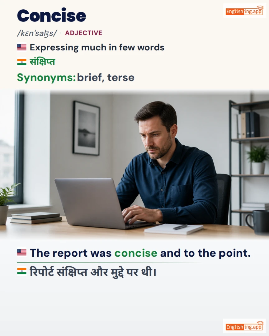 Concise: English vocabulary meaning and example