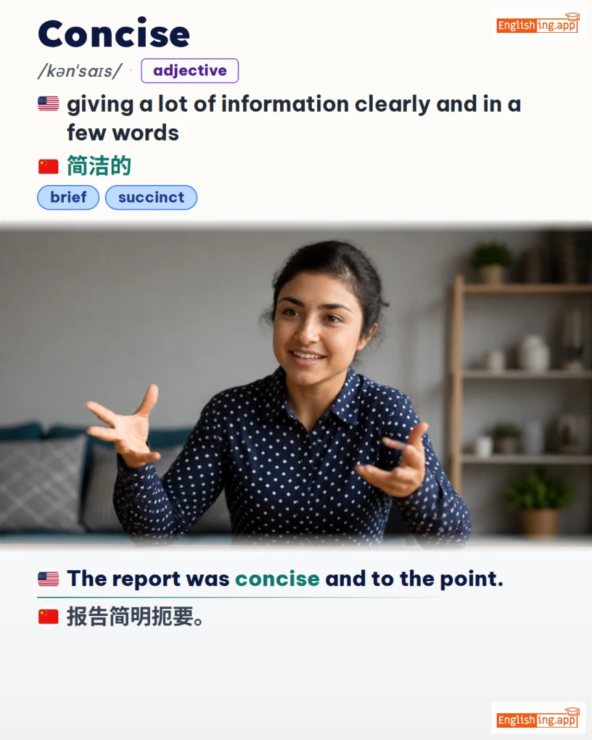 Concise: English vocabulary meaning and example