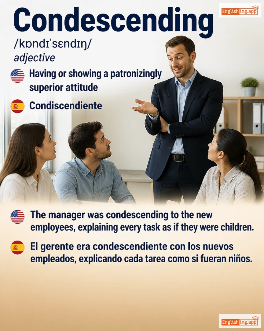 Condescending: English vocabulary meaning and example